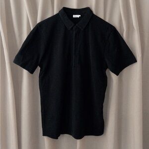 Filippa K • Deep Neck Cotton Polo • Black